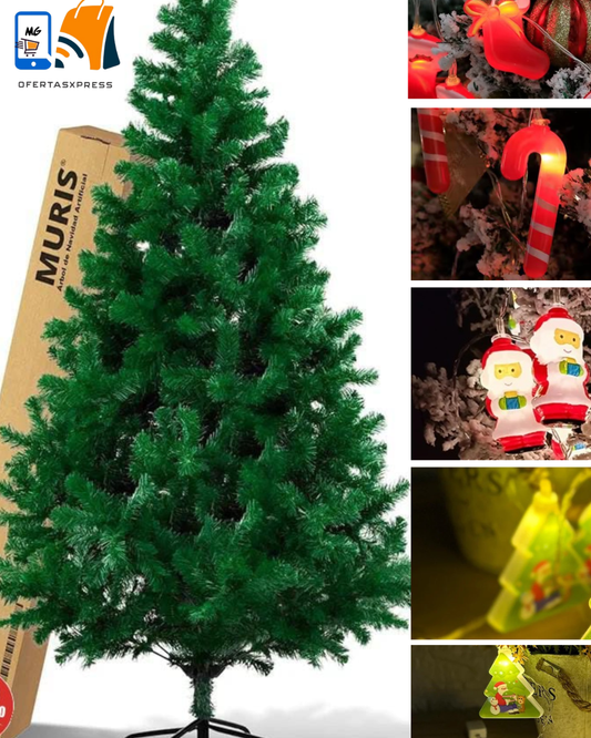ARBOL DE NAVIDAD 1.80metros + 11 CJS. LUCES NAVIDEÑAS 3metros